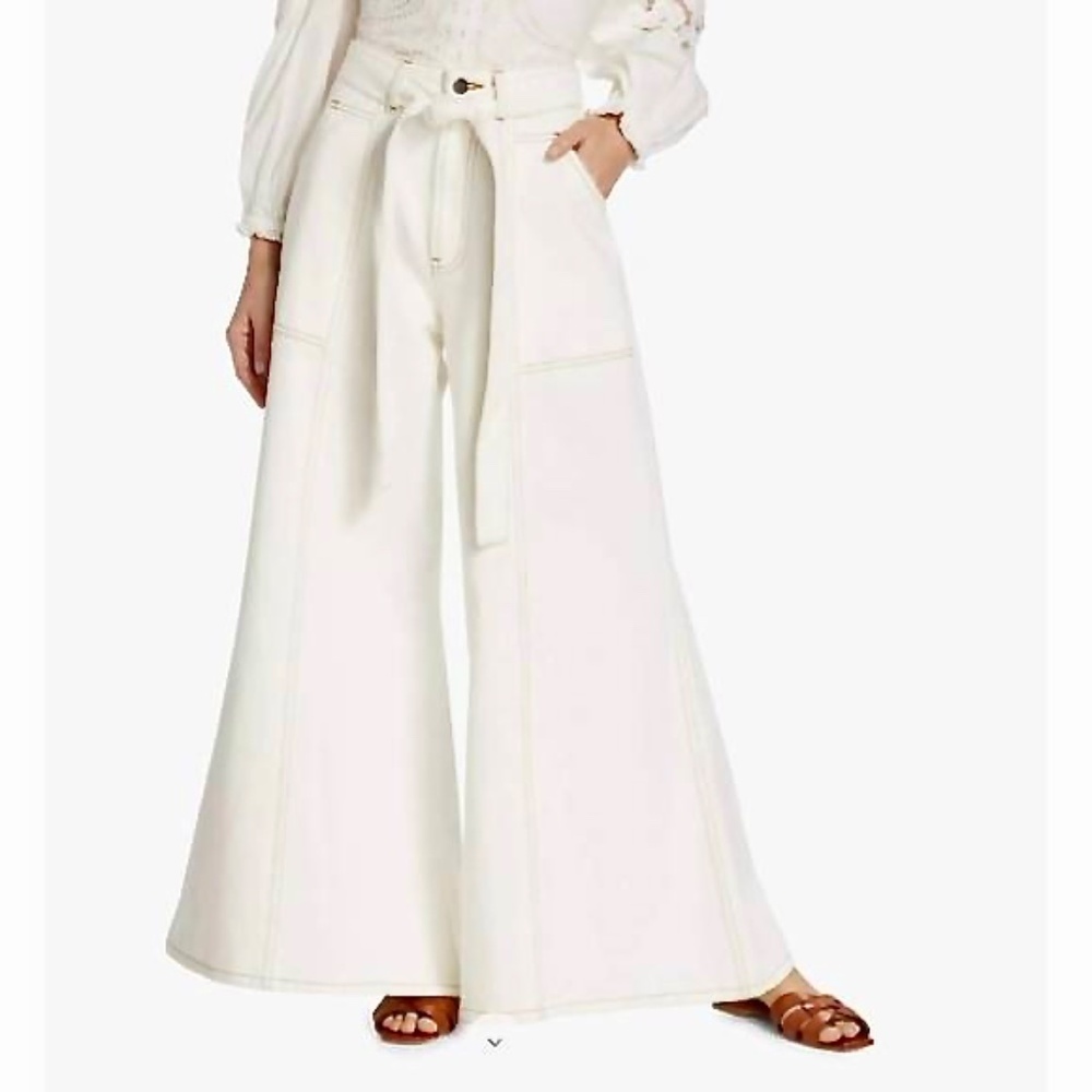 FARM Rio NWT High Waist Wide Leg Belted Twill Jeans (L)